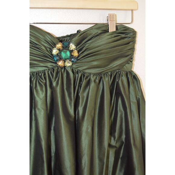 Marc Bouwer Green Taffeta Strapless Gown Size 6 - Picture 5 of 7